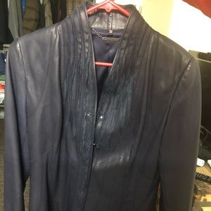 Elie Tahari Dark Grape Shawl-Collar leather jacket